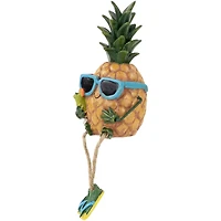 10" Tropical Boy Pineapple with Cocktail and Dangling Legs