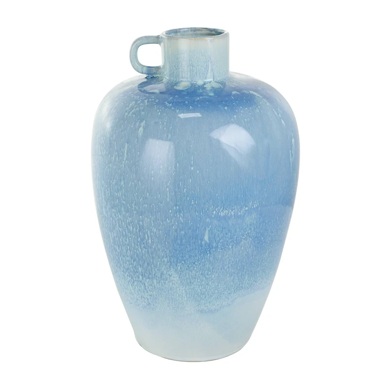 18" Blue Unique Textured Ceramic Ombre Vase