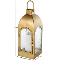18" Gold Metal Arched Candle Lantern with Top Handle