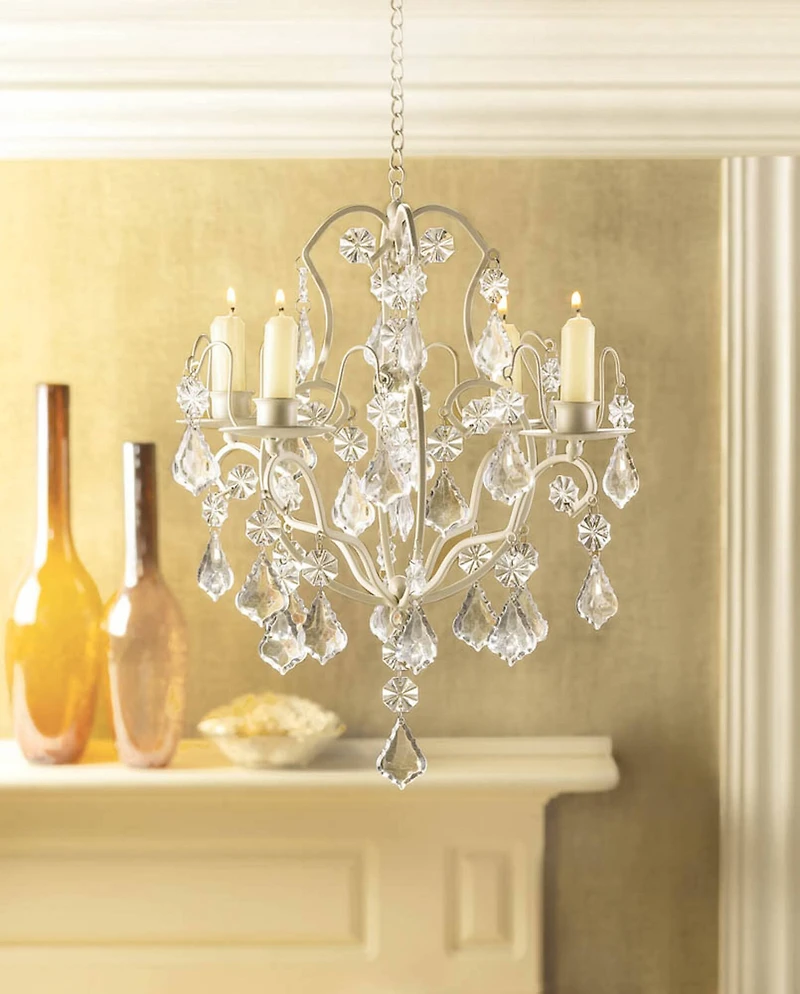 15" Ivory Baroque Candle Chandelier
