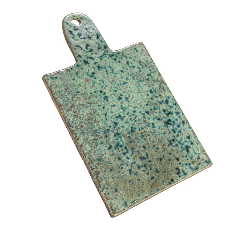 Hello Honey® 13.75" Green Matte Stoneware Cheese Board with Leather Tie