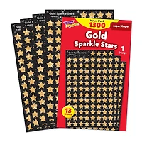 Trend Enterprises® superShapes Gold Sparkle Stars, 3 Packs of 1,300