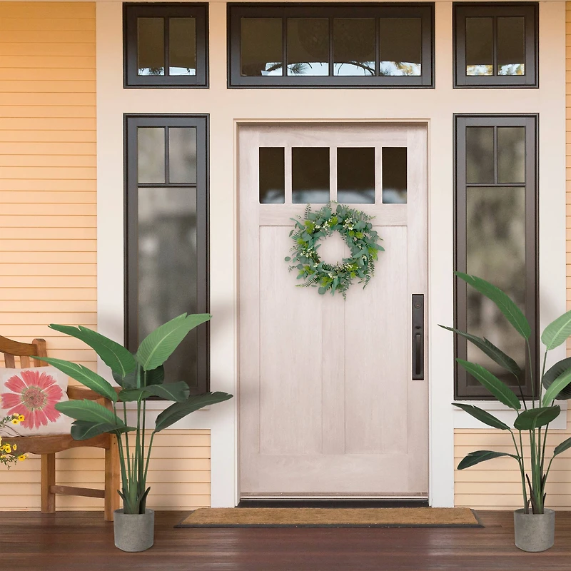 24'' Green and White Eucalyptus Floral Spring Wreath