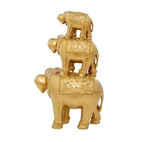 17" Gold Glam Stacked Elephant Sculpture