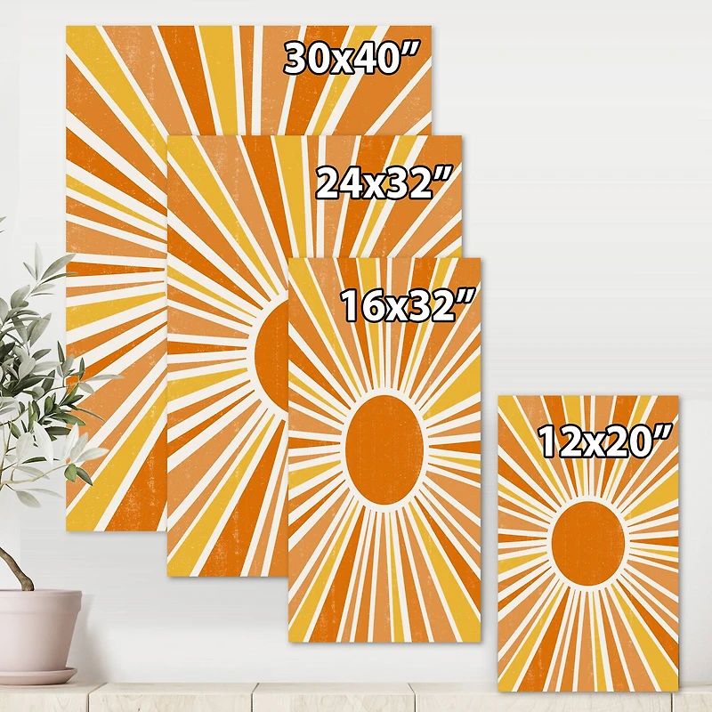 Designart - Minimalist Bright Shining Orange Sun Rays I