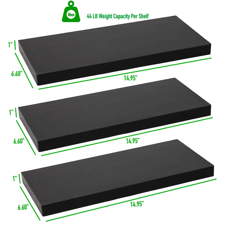 Mind Reader 15" Floating Shelves with Invisible Brackets