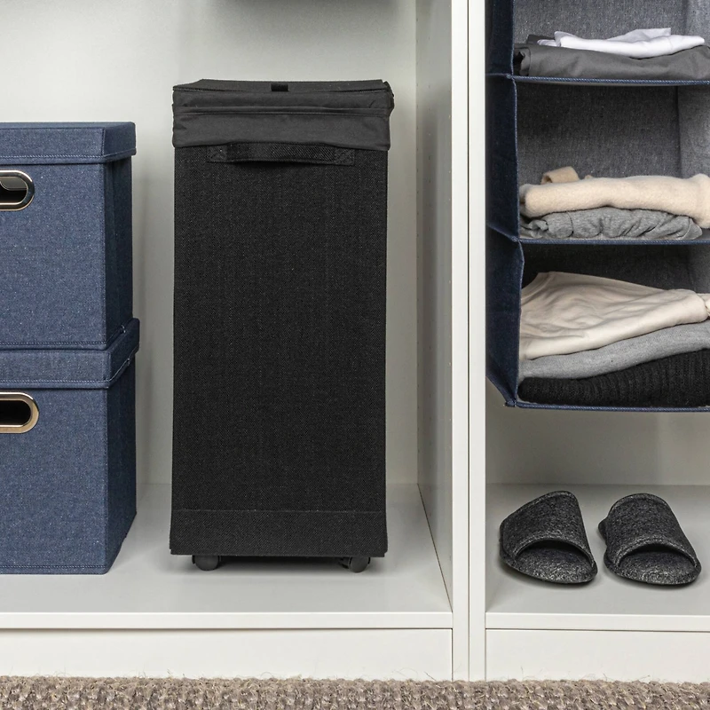 Household Essentials Narrow Collapsible Laundry Hamper with Liner & Lid