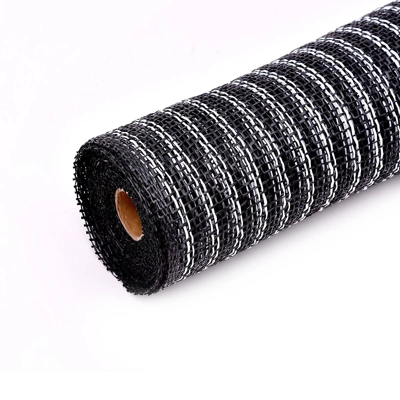 10" x 19ft. Black & White Stripe Poly Burlap Mesh by Celebrate It™