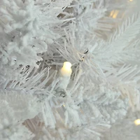 7.5ft. Pre-Lit White Flocked Pine Artificial Christmas Tree, Warm White LED Lights
