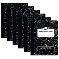 Pacon® 10" x 7" Black Marble Composition Book, 3/8" Ruled with Margin, 100 Sheets Per Book, 6ct.
