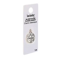Silver Plated Sweet 16 Disc Charm by Bead Landing™