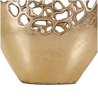 15" Gold Aluminum Vase with Freeform Open Lattice