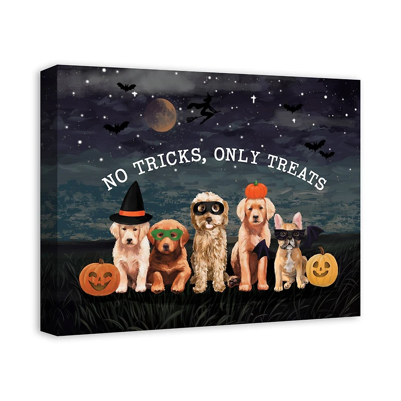 No Tricks Just Treats Pups 20" x 16" Canvas Wall Art