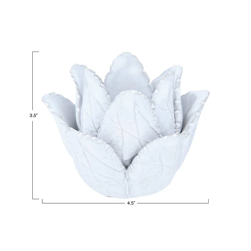 Hello Honey® White Flower-Shaped Terracotta Tealight Candleholder