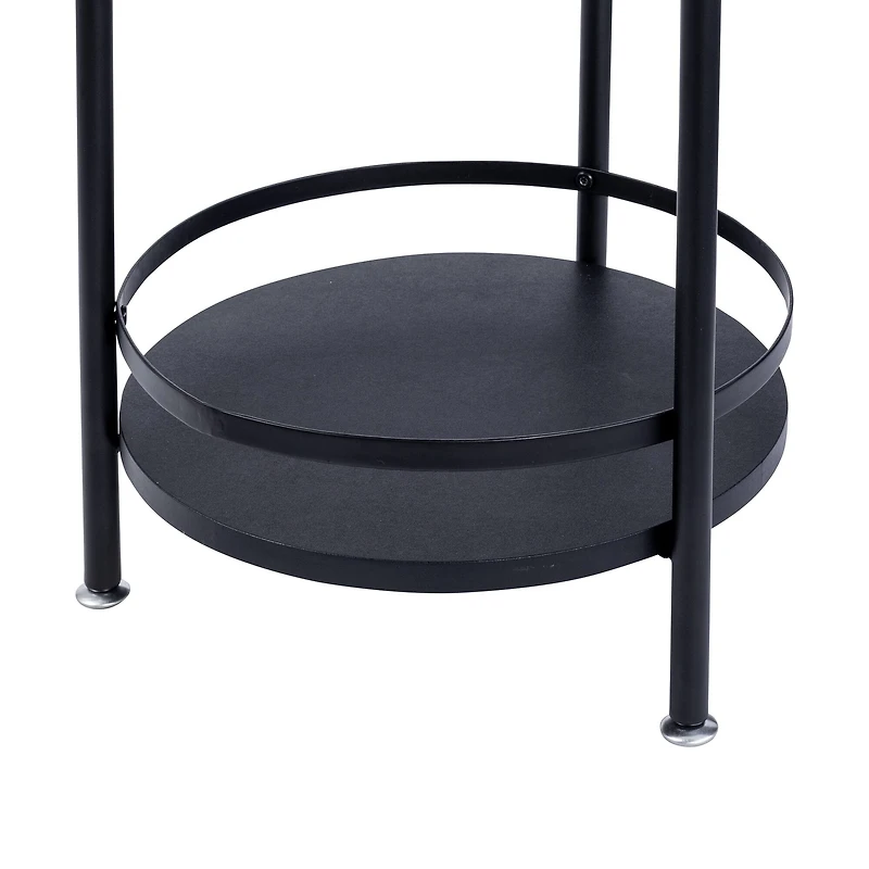 Honey Can Do Black 2-Tier Round Side Table