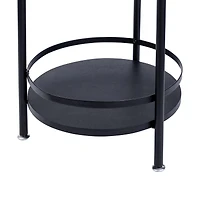 Honey Can Do Black 2-Tier Round Side Table