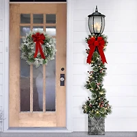 7ft. Pre-Lit Potted Lamp Post with Warm White LED Lights