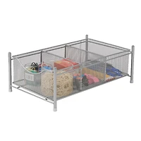 Mind Reader Silver 3-Compartment Pull-Out Sliding Organizing Drawer Storage Basket