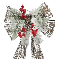22" Snowy Pine & Red Berry Grapevine Bow by Ashland®