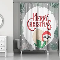 Merry Christmas Sleepy Sloth Shower Curtain