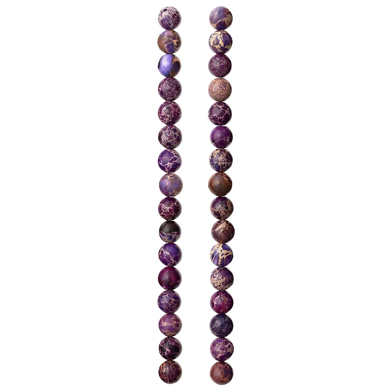 12 Pack: Purple Crackled Jasper Round Beads, 8mm by Bead Landing™