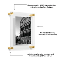 Wexel Art Double Panel Clear Acrylic Floating Wall Frame with Gold Hardware