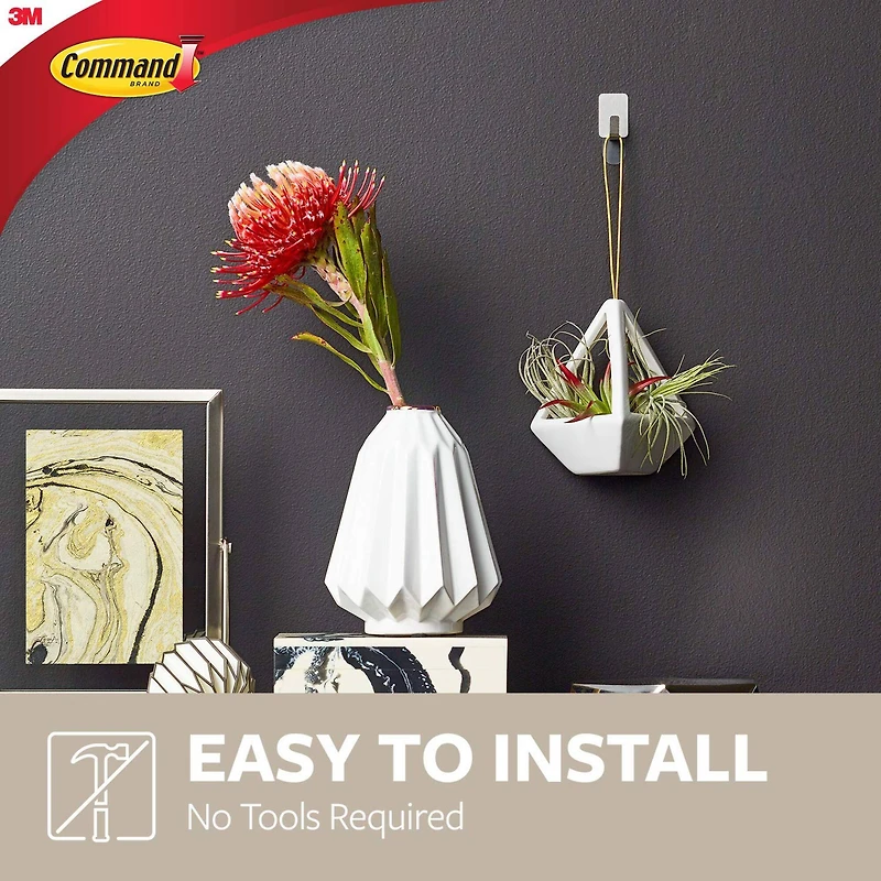 Command™ Small Decorative Metal Hooks, Stainless Steel