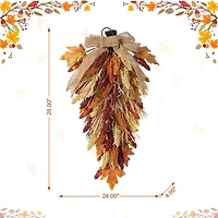 Glitzhome® 28" Fall Sorghum Swag Includes a Black Metal Wreath Hanger