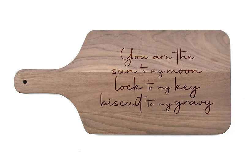 The Sun to my Moon 17" x 8" Walnut Paddle Cutting Board