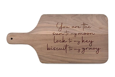 The Sun to my Moon 17" x 8" Walnut Paddle Cutting Board
