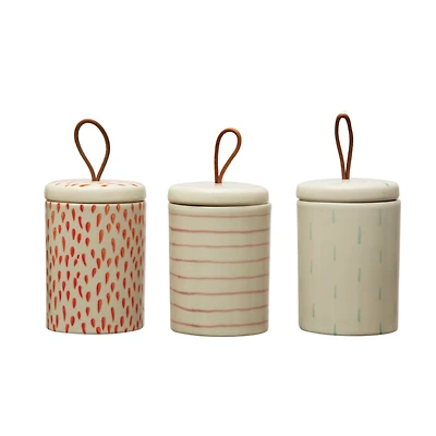 Hello Honey® Multicolor Stoneware Containers with Lids and Ties, 3ct.