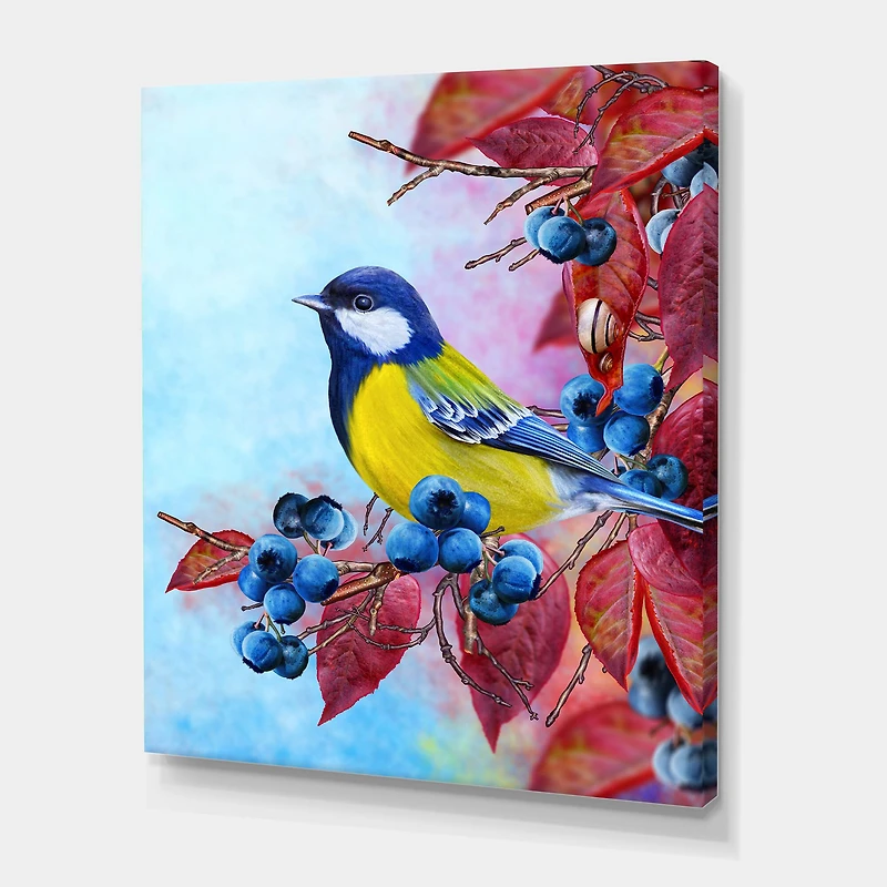 Designart - Bright Bird Bullfinch Sitting On A Branch II