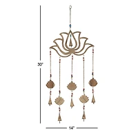 Gold Mango Wood Eclectic Style Windchime, 15" x 30"