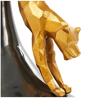 24" Black & Gold Leopard Accent Table