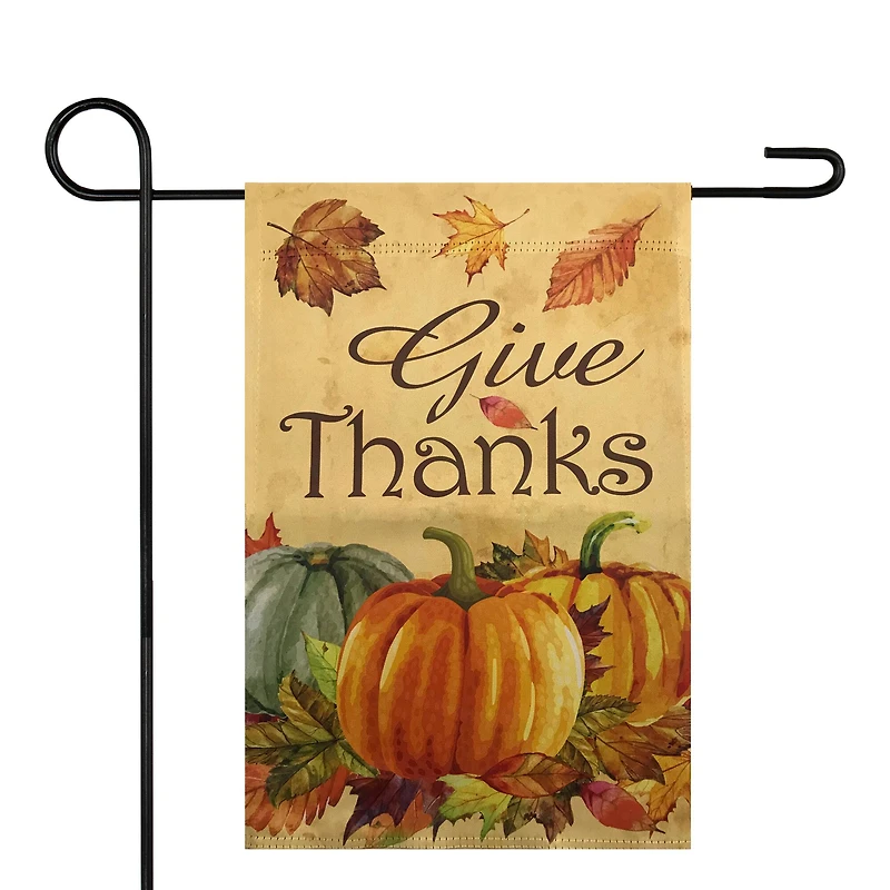Small Orange Pumpkins Give Thanks Autumn Harvest Garden Flag