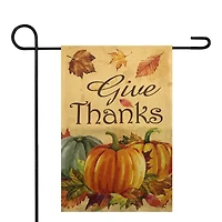 Small Orange Pumpkins Give Thanks Autumn Harvest Garden Flag