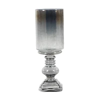 17" Black Glass Traditional Candle Holder