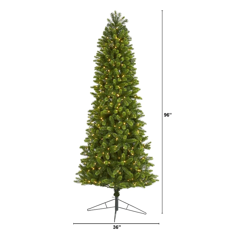 8ft. Pre-Lit Virginia Spruce Artificial Christmas Tree, Warm White LED Lights