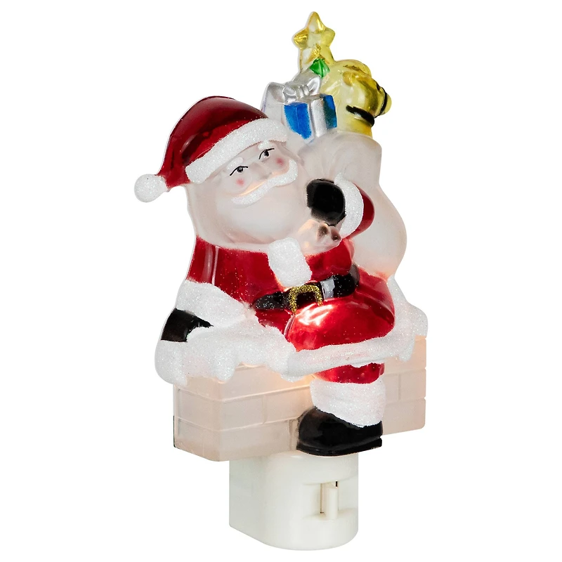Glittered Santa Climbing Chimney Christmas Night Light - 6.25"