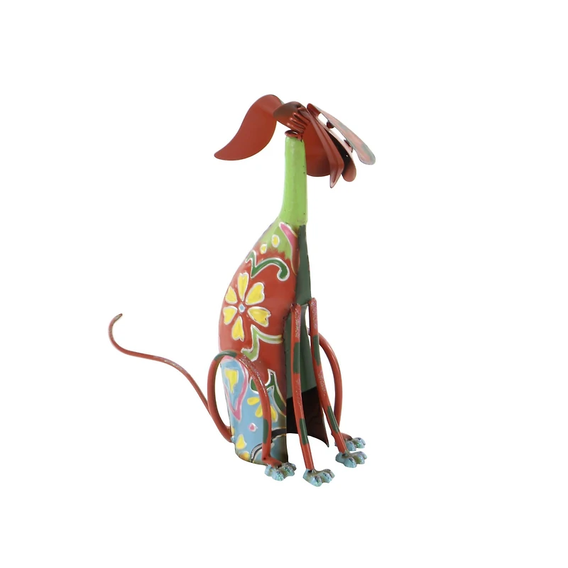 17" Iron Eclectic Dog Garden Sculpture