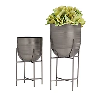 Grey Modern Planter, Set of 2" 12", 9"