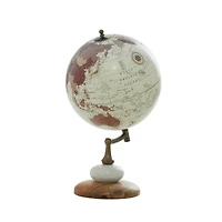 13" Cream Mango Wood & Marble Contemporary Globe