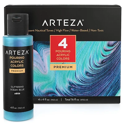 Arteza® 4 Color Iridescent Nautical Tones Acrylic Pouring Paint Set