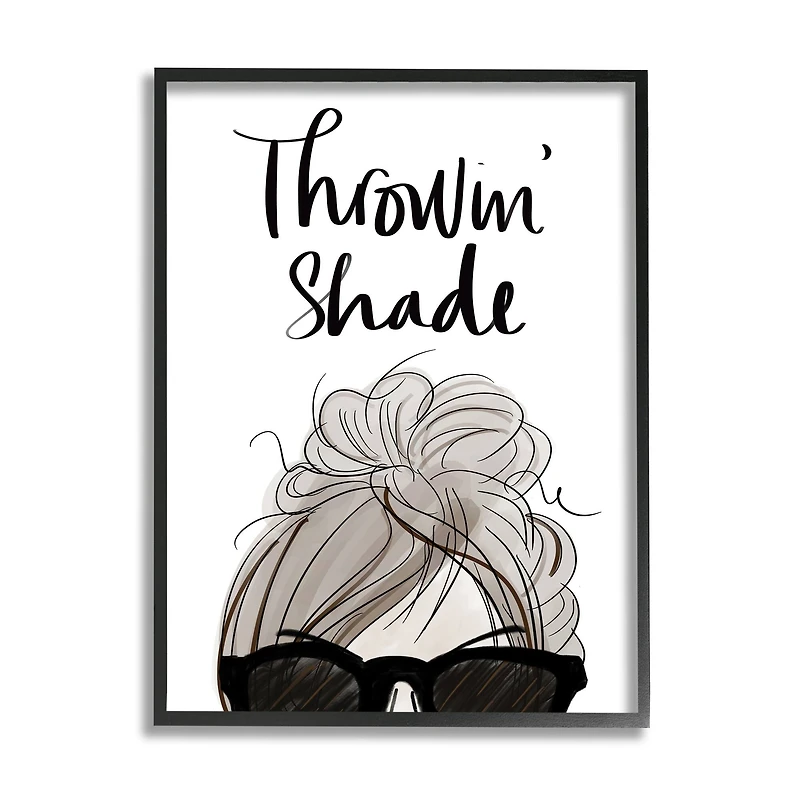 Stupell Industries Throwin' Shade Phrase Woman in Sunglasses in Frame Wall Art