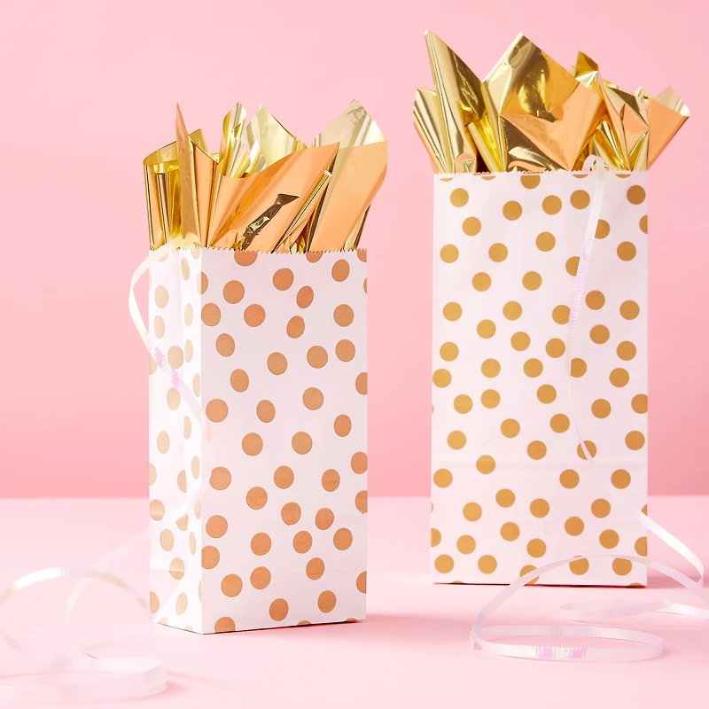 12 Packs: 16 ct. (192 total) White & Gold Dot Treat Bags by Celebrate It™