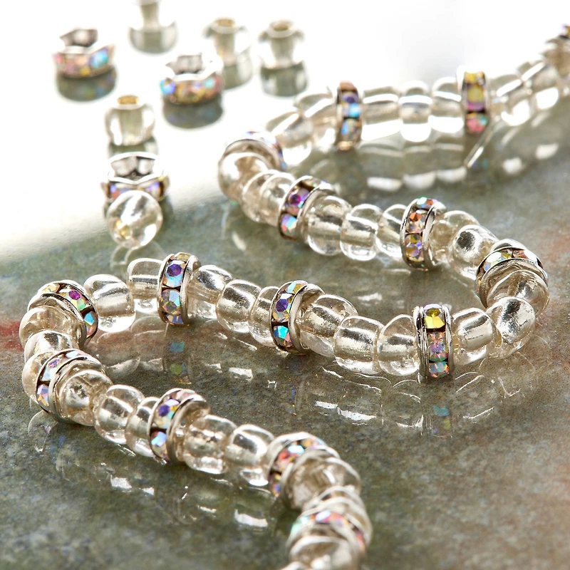 12 Pack:  Crystal Glass & Metal Rondelle Beads, 5mm by Bead Landing™