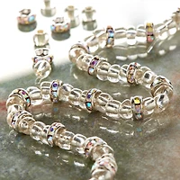 12 Pack:  Crystal Glass & Metal Rondelle Beads, 5mm by Bead Landing™