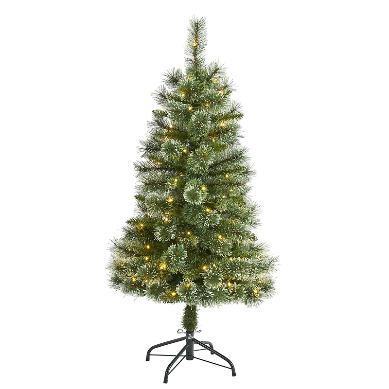 4ft. Pre-Lit Wisconsin Slim Snow Tip Pine Artificial Christmas Tree with Clear LED Lights