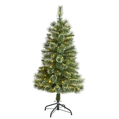 4ft. Pre-Lit Wisconsin Slim Snow Tip Pine Artificial Christmas Tree with Clear LED Lights