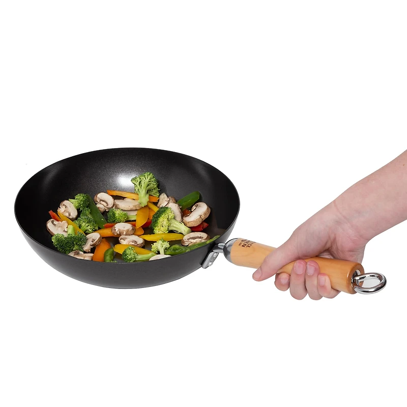 Joyce Chen 9.5" Carbon Steel Nonstick Stir Fry Pan with Birch Handle